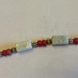 Gemstone- Amazonite With Silver And Red AB