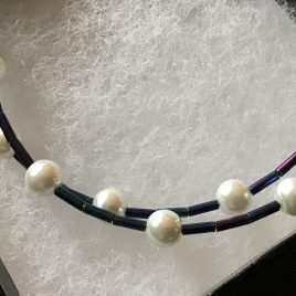 Memory Wire White Pearl And Rainbow